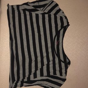Black and Grey striped t shirt Crop top